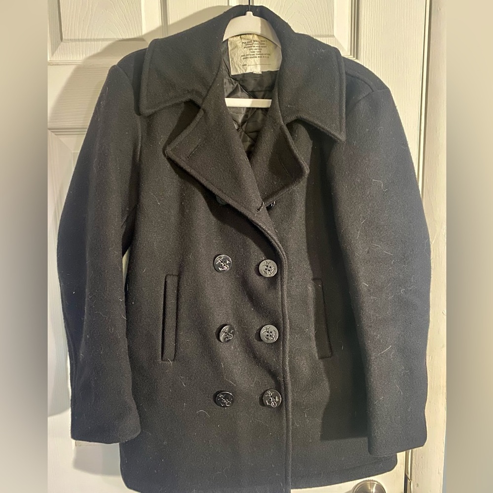 Black Navy Surplus Wool Peacoat Men’s Size 36